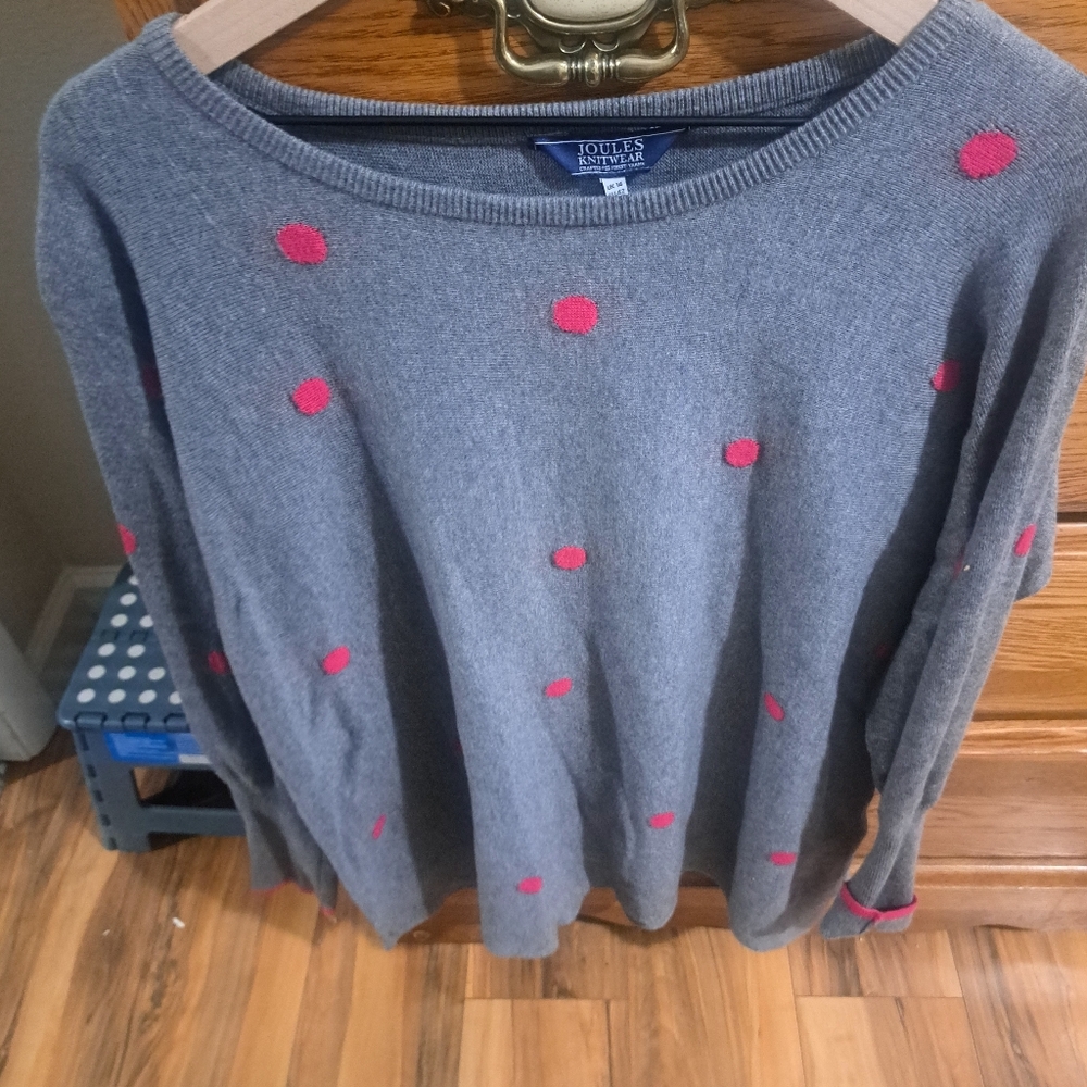 Joules Gray Knit with Red Accents
